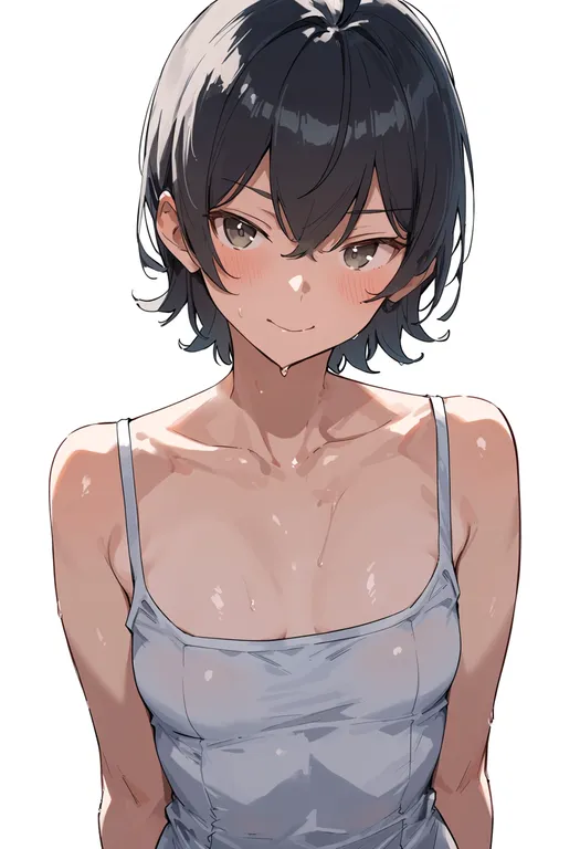 masterpiece, best quality, score_7, safe, matsukaze (kancolle), solo, upper body, simple background — by k3scat, made with ComfyUI