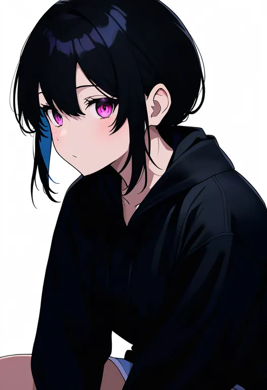 masterpiece, best quality, newest, absurdres, highres, safe, arms_between_legs, 1girl, solo, simple_background — by k3scat, made with ComfyUI