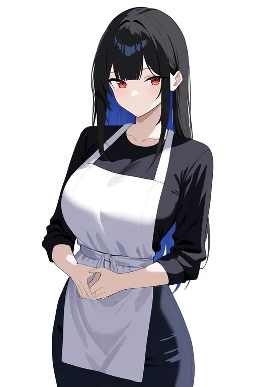 masterpiece, best quality, newest, absurdres, highres, safe, white_apron, 1girl, solo, simple_background — by k3scat, made with ComfyUI