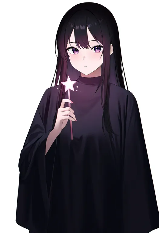 masterpiece, best quality, newest, absurdres, highres, safe, star_wand, 1girl, solo, simple_background — by k3scat, made with ComfyUI