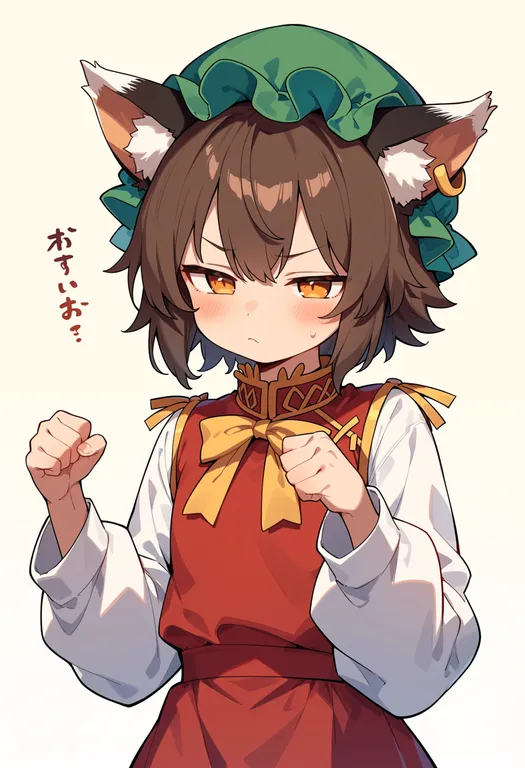 masterpiece, best quality, score_7, safe, chen, touhou, solo, upper body, simple background — by k3scat, made with ComfyUI