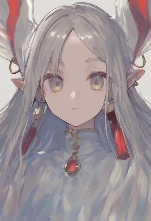 masterpiece, best quality, general, floating earrings, 1girl, solo, simple background — by k3scat, made with ComfyUI