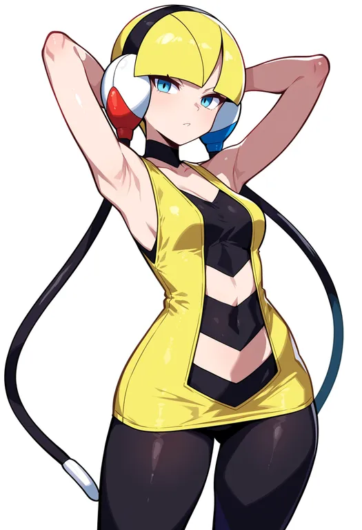 masterpiece, best quality, score_7, safe, elesa (pokemon), pokemon, solo, upper body, simple background — by k3scat, made with ComfyUI