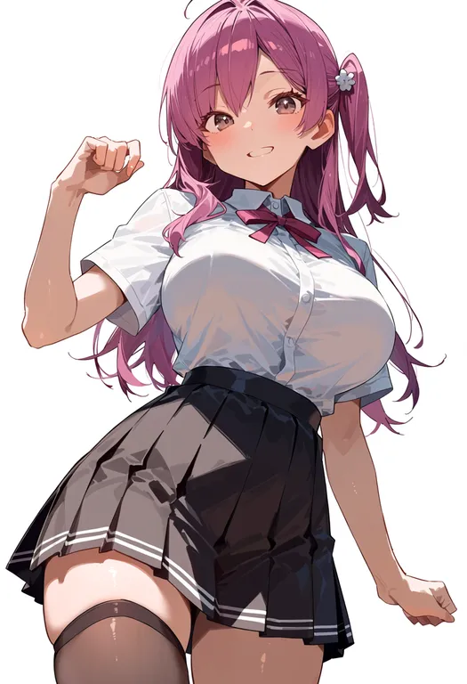 masterpiece, best quality, score_7, safe, hagikaze (kancolle), solo, upper body, simple background — by k3scat, made with ComfyUI