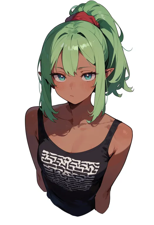 masterpiece, best quality, score_7, safe, terra branford, solo, upper body, simple background — by k3scat, made with ComfyUI