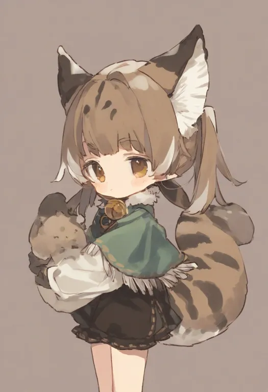 masterpiece, best quality, general, brown tail, 1girl, solo, simple background — by k3scat, made with ComfyUI