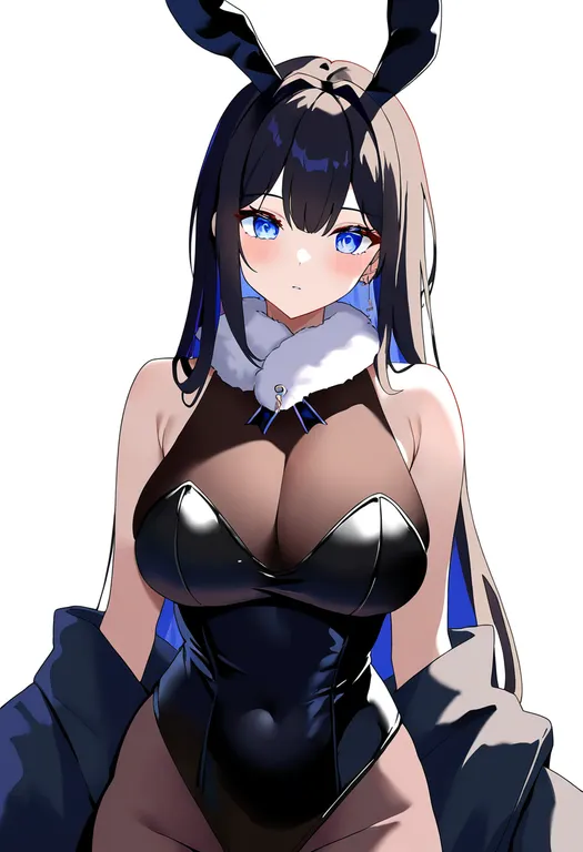 masterpiece, best quality, newest, absurdres, highres, safe, fur-trimmed_leotard, 1girl, solo, simple_background — by k3scat, made with ComfyUI