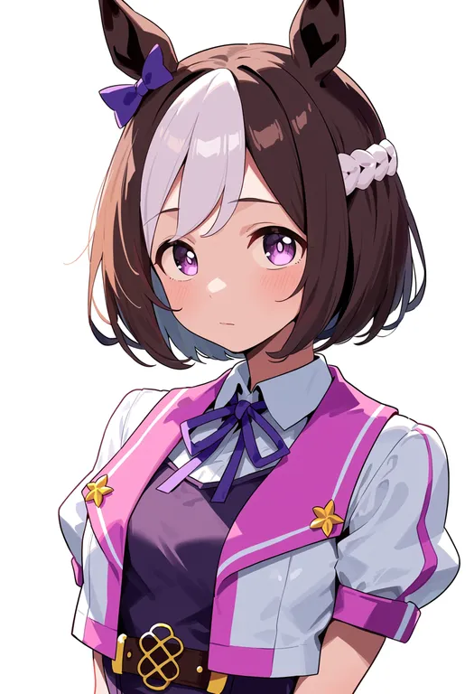masterpiece, best quality, score_7, safe, special week (umamusume), umamusume, solo, upper body, simple background — by k3scat, made with ComfyUI