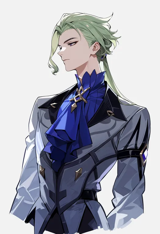 masterpiece, best quality, score_7, safe, dottore (genshin impact), genshin impact, solo, upper body, simple background — by k3scat, made with ComfyUI