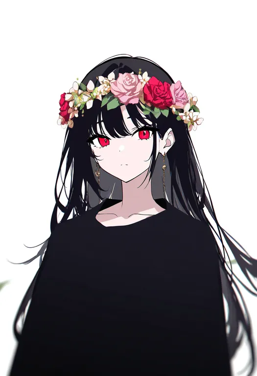 masterpiece, best quality, newest, absurdres, highres, safe, flower_wreath, 1girl, solo, simple_background — by k3scat, made with ComfyUI