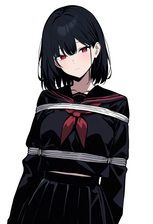masterpiece, best quality, newest, absurdres, highres, safe, white_rope, 1girl, solo, simple_background — by k3scat, made with ComfyUI