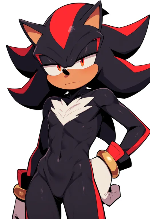 masterpiece, best quality, score_7, safe, shadow the hedgehog, solo, upper body, simple background — by k3scat, made with ComfyUI