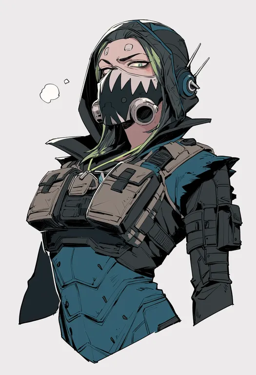 masterpiece, best quality, score_7, safe, octane (apex legends), apex legends, solo, upper body, simple background — by k3scat, made with ComfyUI