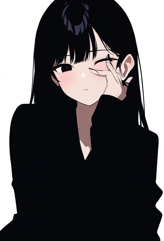 masterpiece, best quality, newest, absurdres, highres, safe, rubbing_eyes, 1girl, solo, simple_background — by k3scat, made with ComfyUI