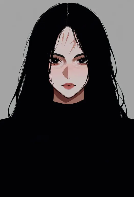 masterpiece, best quality, newest, absurdres, highres, safe, scar_on_forehead, 1girl, solo, simple_background — by k3scat, made with ComfyUI