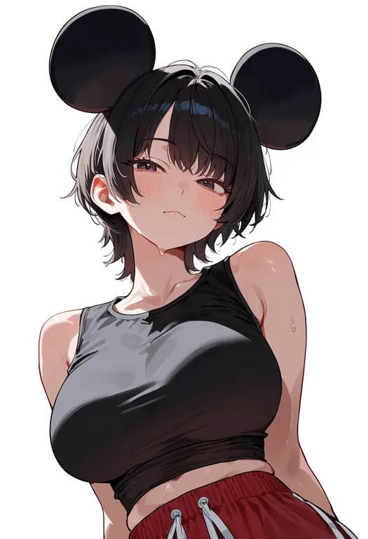 masterpiece, best quality, score_7, safe, mickey mouse, solo, upper body, simple background — by k3scat, made with ComfyUI