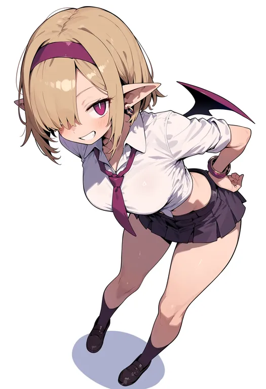 masterpiece, best quality, score_7, safe, disgaea, solo, simple background — by k3scat, made with ComfyUI