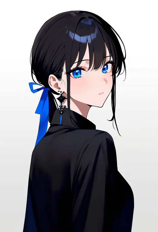 masterpiece, best quality, newest, absurdres, highres, safe, ribbon_earrings, 1girl, solo, simple_background — by k3scat, made with ComfyUI