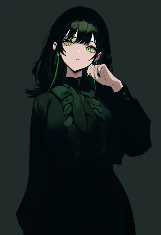 masterpiece, best quality, newest, absurdres, highres, safe, green_rose, 1girl, solo, simple_background — by k3scat, made with ComfyUI