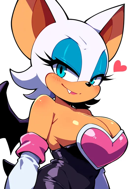 masterpiece, best quality, score_7, safe, rouge the bat, solo, upper body, simple background — by k3scat, made with ComfyUI