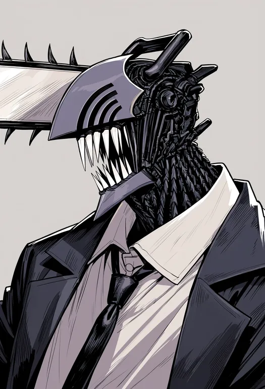 masterpiece, best quality, score_7, safe, meowy (chainsaw man), chainsaw man, solo, upper body, simple background — by k3scat, made with ComfyUI
