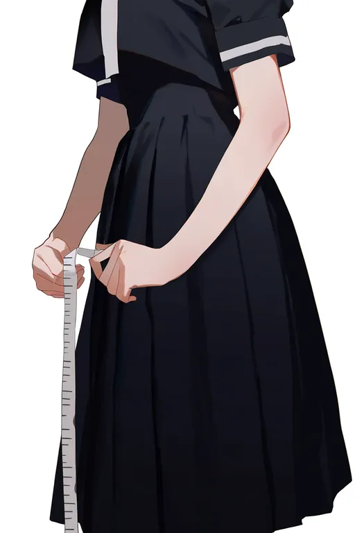 masterpiece, best quality, newest, absurdres, highres, safe, tape_measure, 1girl, solo, simple_background — by k3scat, made with ComfyUI
