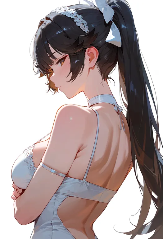 masterpiece, best quality, score_7, safe, takao (azur lane), azur lane, solo, upper body, simple background — by k3scat, made with ComfyUI