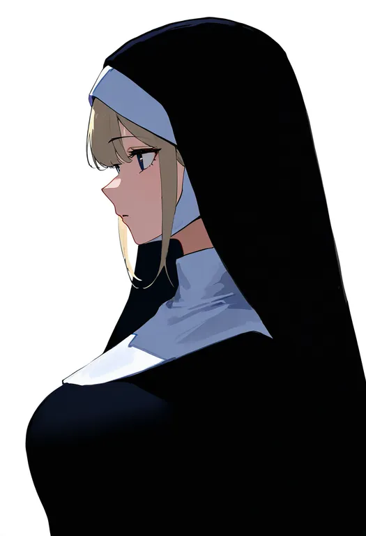 masterpiece, best quality, newest, absurdres, highres, safe, nun_headdress, 1girl, solo, simple_background — by k3scat, made with ComfyUI
