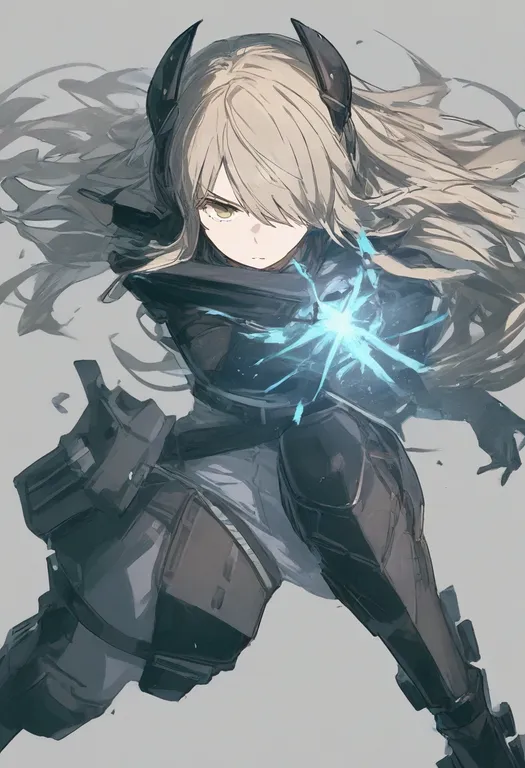 masterpiece, best quality, general, powering up, 1girl, solo, simple background — by k3scat, made with ComfyUI