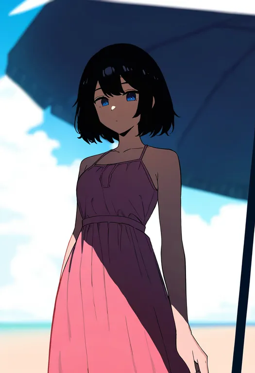 masterpiece, best quality, newest, absurdres, highres, safe, beach_umbrella, 1girl, solo, simple_background — by k3scat, made with ComfyUI