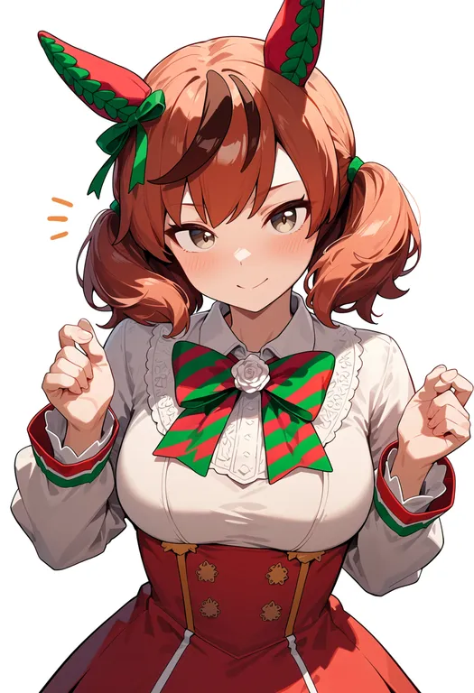 masterpiece, best quality, score_7, safe, nice nature (poinsettia ribbon) (umamusume), umamusume, solo, upper body… — by k3scat, made with ComfyUI