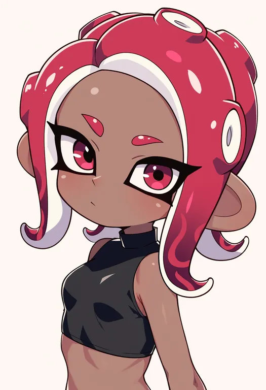masterpiece, best quality, score_7, safe, octoling girl, solo, upper body, simple background — by k3scat, made with ComfyUI