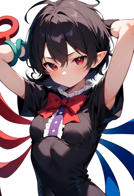 masterpiece, best quality, score_7, safe, houjuu nue, touhou, solo, upper body, simple background — by k3scat, made with ComfyUI
