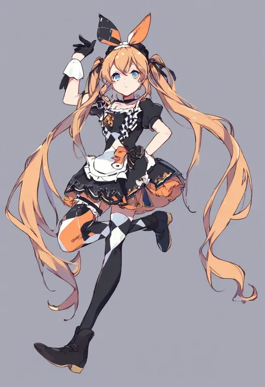 masterpiece, best quality, general, argyle thighhighs, 1girl, solo, simple background — by k3scat, made with ComfyUI
