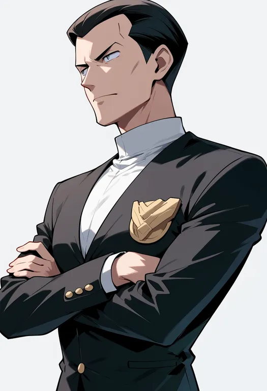 masterpiece, best quality, score_7, safe, giovanni (pokemon), pokemon, solo, upper body, simple background — by k3scat, made with ComfyUI