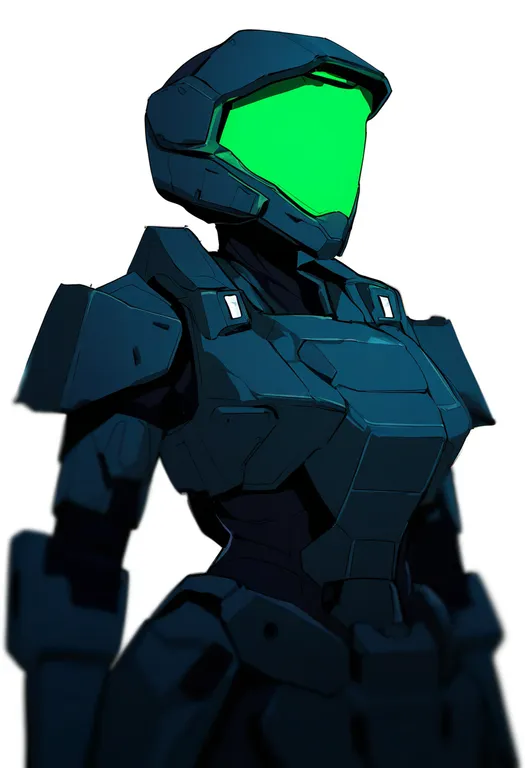 masterpiece, best quality, newest, absurdres, highres, safe, green_assault_visor, 1girl, solo, simple_background — by k3scat, made with ComfyUI