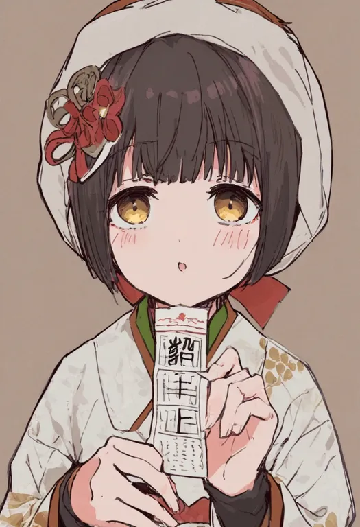 masterpiece, best quality, general, omikuji, 1girl, solo, simple background — by k3scat, made with ComfyUI