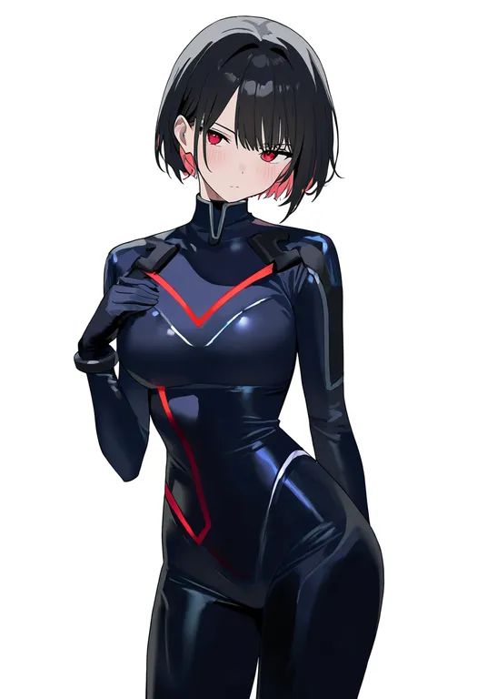 masterpiece, best quality, newest, absurdres, highres, safe, multicolored_bodysuit, 1girl, solo, simple_background — by k3scat, made with ComfyUI