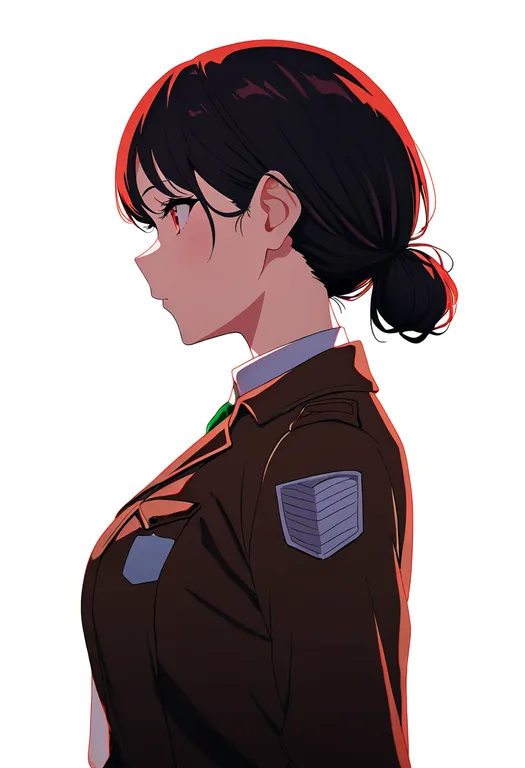 masterpiece, best quality, newest, absurdres, highres, safe, paradis_military_uniform, 1girl, solo, simple_background — by k3scat, made with ComfyUI