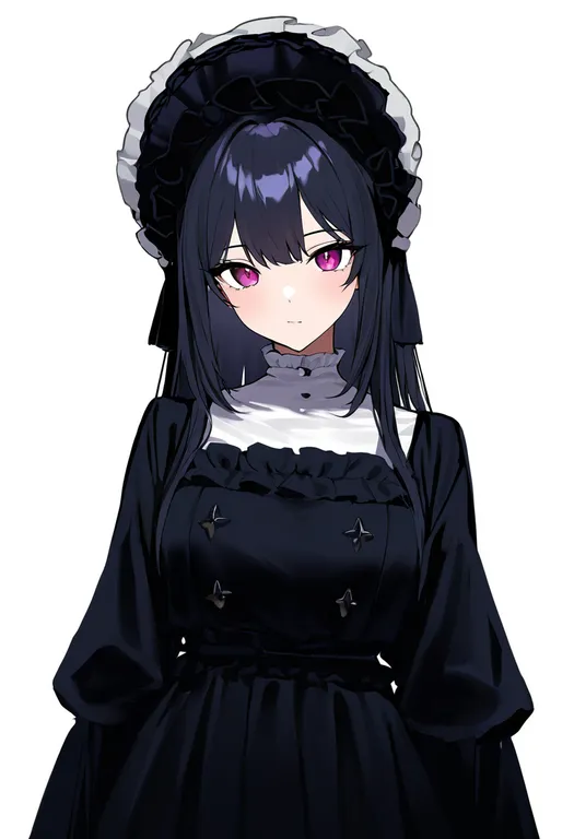 masterpiece, best quality, newest, absurdres, highres, safe, frilled_bonnet, 1girl, solo, simple_background — by k3scat, made with ComfyUI