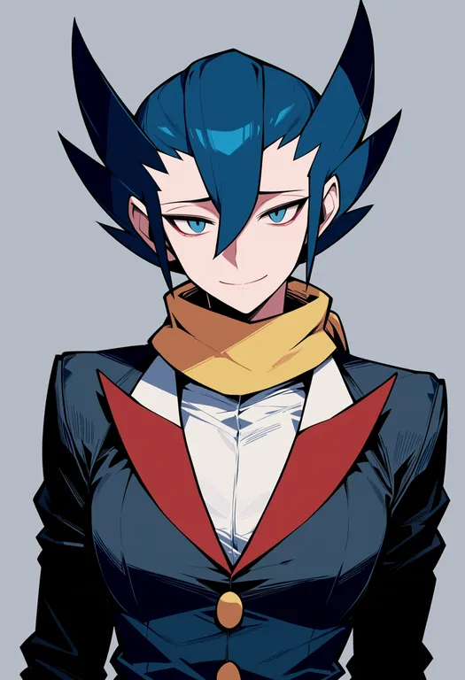 masterpiece, best quality, score_7, safe, grimsley (pokemon), pokemon, solo, upper body, simple background — by k3scat, made with ComfyUI