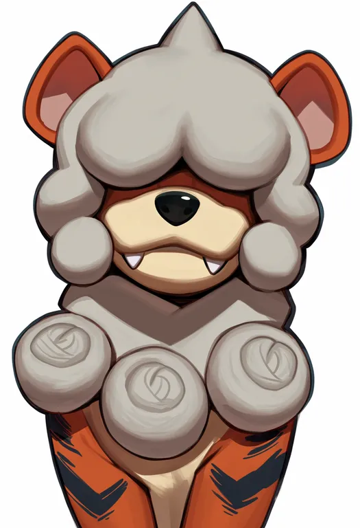 masterpiece, best quality, score_7, safe, hisuian growlithe, solo, upper body, simple background — by k3scat, made with ComfyUI