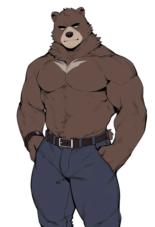 masterpiece, best quality, score_7, safe, bear boy, 1boy, solo, simple background — by k3scat, made with ComfyUI