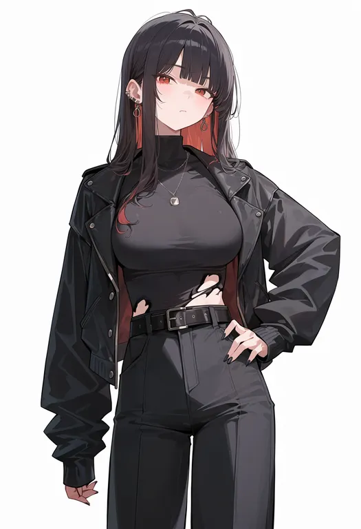 masterpiece, best quality, score_7, safe, burnt clothes, 1girl, solo, simple background — by k3scat, made with ComfyUI