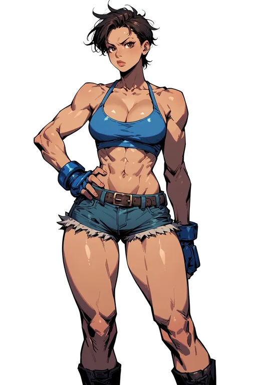 masterpiece, best quality, score_7, safe, street fighter ii (series), solo, simple background — by k3scat, made with ComfyUI