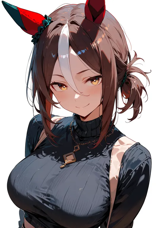 masterpiece, best quality, score_7, safe, red desire (umamusume), umamusume, solo, upper body, simple background — by k3scat, made with ComfyUI