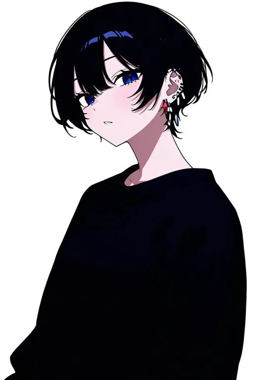masterpiece, best quality, newest, absurdres, highres, safe, pill_earrings, 1girl, solo, simple_background — by k3scat, made with ComfyUI