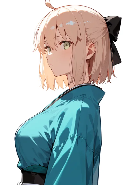 masterpiece, best quality, score_7, safe, okita souji (second ascension) (fate), solo, upper body, simple background — by k3scat, made with ComfyUI