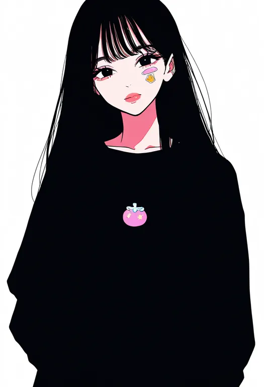 masterpiece, best quality, newest, absurdres, highres, safe, sticker_(medium), 1girl, solo, simple_background — by k3scat, made with ComfyUI