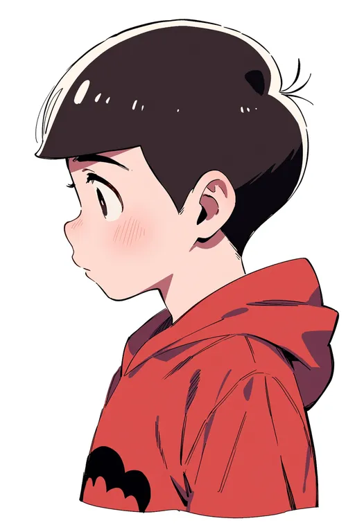 masterpiece, best quality, score_7, safe, matsuno todomatsu, solo, upper body, simple background — by k3scat, made with ComfyUI